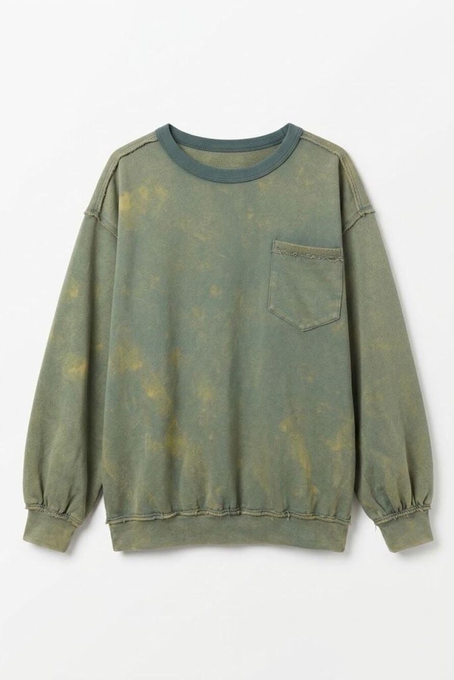 F253. Fantastic Fawn Olive Oversized French Terry Contrast Western Yoke Crewneck